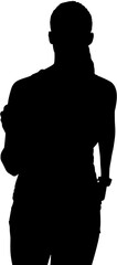 Digital png silhouette of woman with ponytail standing on transparent background