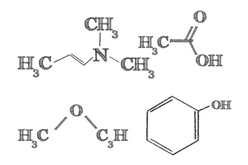 Digital png illustration of chemical formulas on transparent background
