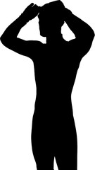 Digital png silhouette of man holding head on transparent background