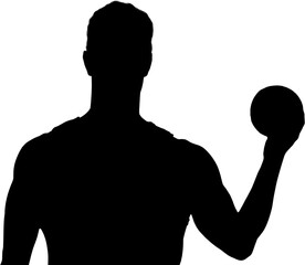 Digital png silhouette of on sportsman with ball transparent background