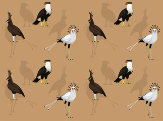 Bird Eagle Secretarybird Cartoon Seamless Wallpaper Background
