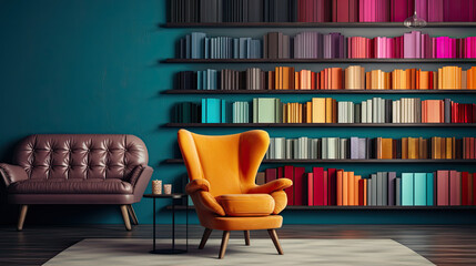 colorful stripes of paint on a shelf in a designer studio