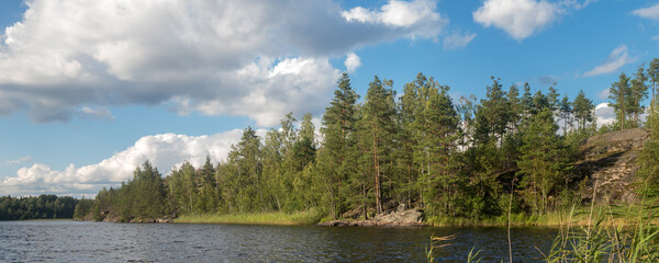 clouds on a forest lake