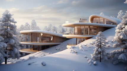 Winter Wonderland: Discovering a Modern Glass and Wooden House Nestled in the Snowy Serenity