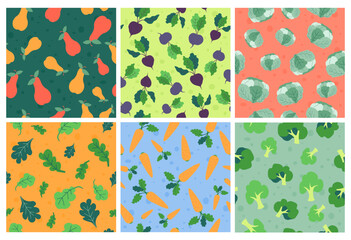 Decorative pattern set with healthy food elements
