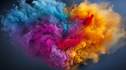 Fototapeta premium Heart-shaped rainbow-colored smoke that is realistically shaped like an LGBTQ Pride flag..