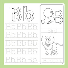 Illustration of B exercise A-Z cartoon vocabulary animal