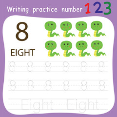 Worksheet Writing practice number eight animal