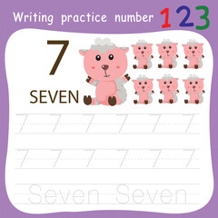 Worksheet Writing practice number seven animal