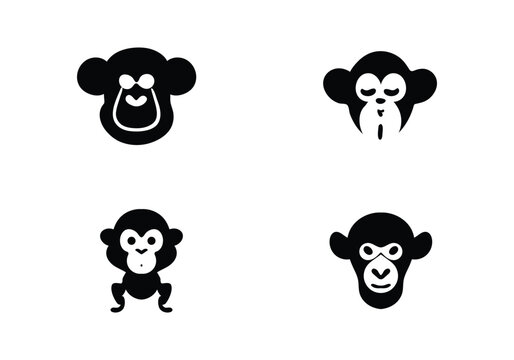 new minimal style monkey icon illustration design