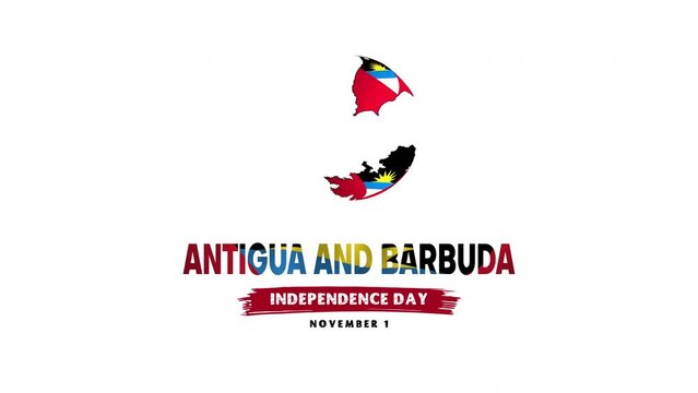 Happy Antigua and Barbuda Independence Day on White Background. November 1, 4K ProRes