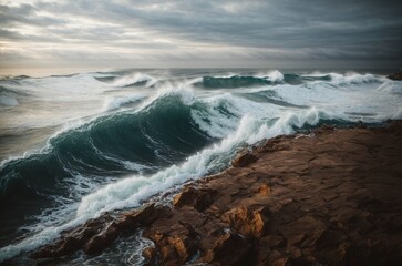 Ocean wave breaking on the beach