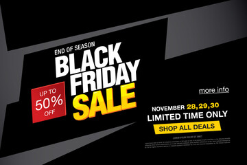black friday sale banner layout design, vector ilustration
