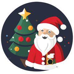 Festive Icons: Santa Claus and the Christmas Tree. Vector