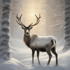 deer in the snow  generative ai