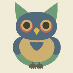 Owl, simple vector, flat style, no shadow, vector style, icon.