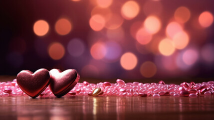 Heart shape on bokeh lights background