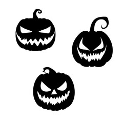 silhouette of a Halloween pumpkin. black icon of a pumpkin. vector logo of a jack o lantern. graphic element for halloween design