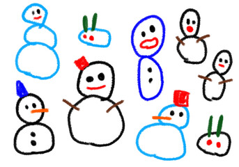 子どもが描いたような、雪だるまの絵
