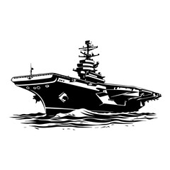 Aircraft Carrier Logo Monochrome Design Style