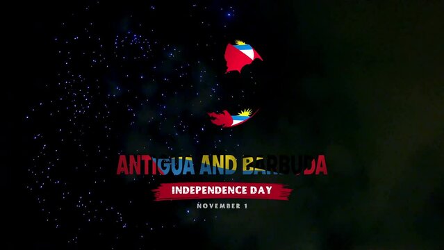 Happy Antigua and Barbuda Independence Day with Fireworks. November 1, 4K ProRes