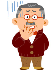 不安になる普段着を着た裕福な中年男性　全身
