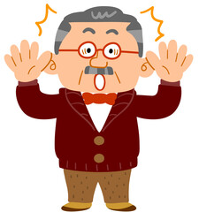 驚く普段着を着た裕福な中年男性　全身
