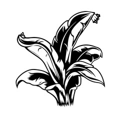 Tropical Tree Leaf Logo Monochrome Design Style