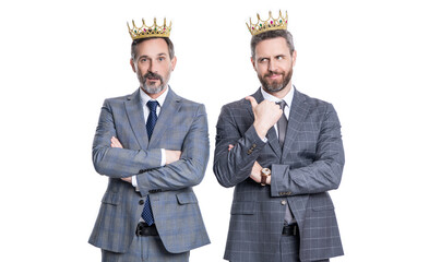 business leader man in crown. Leadership is about vision. business success and leadership....