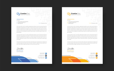 Corporate modern letterhead design template with color variation bundle. Creative letterhead design template for your business.