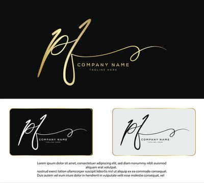PF P F initial letter handwriting and signature logo
