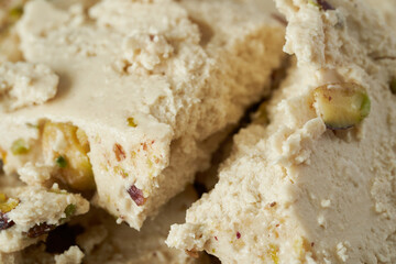 halva halvah middle eastern arab dessert background. close up halva halvah middle eastern arab...