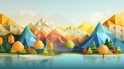A illustration of mountain and tree