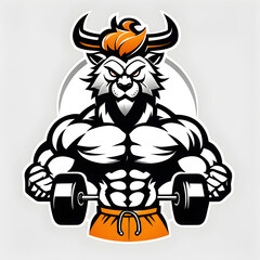 Body builder gym man mascot logo