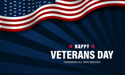 Happy Veterans Day United States of America background vector illustration - obrazy, fototapety, plakaty