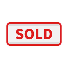 Sold Sign In White Rectangle Shape With Red Line For Sale Stock Information Buy

