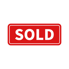 Sold Sign In Red Rectangle Shape With White Line For Sale Stock Information Buy
