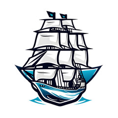 silhouette of a ship mascot logo