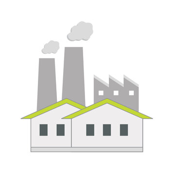 illustration of a factory, Isolated industry building
