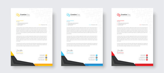 Minimal creative professional newsletter corporate modern business proposal letterhead design template with color variation bundle