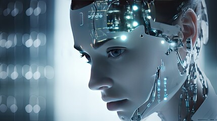 AI cyborgs, future technological machines of cyber-humans or robots.