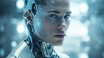 AI cyborgs, future technological machines of cyber-humans or robots.