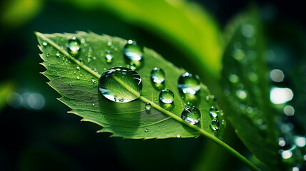 Glistening Water Drop on Leaf