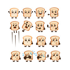 Funny toasts with kawaii faces. Vector illustration