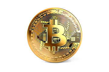 Gold Bitcoin Isolated On a Transparent Background, Generative AI