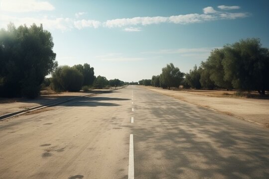 Background of a vacant road with no cars. Technology. Generative AI