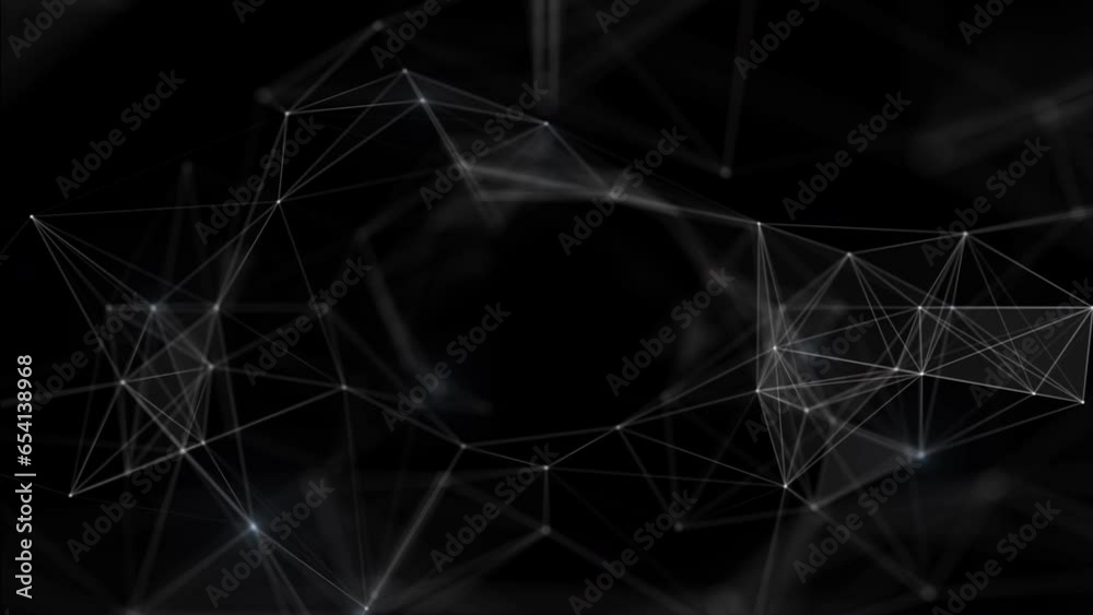 Poster Digital blue color connection dots and lines, Big data and network connection for technology and business abstract background , 3D rendering animation 4k