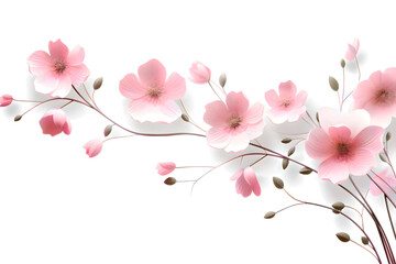 Pink Painted Flowers Isolated On a Transparent Background, Generative AI