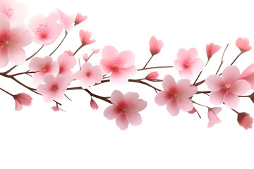 Obraz na płótnie Canvas Pink Painted Flowers Isolated On a Transparent Background, Generative AI
