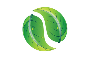 Logo of leaf in a circle shape ecology concept health nature and wellbeign symbolizing eco-consciousness icon logotype vector image design